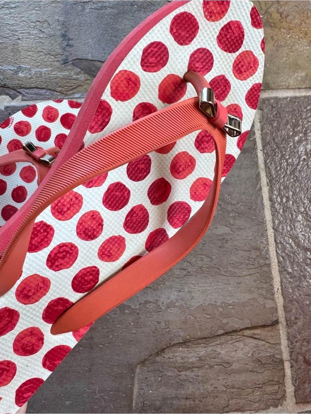 Coach Coral Polka Dot Flip Flop Sandals